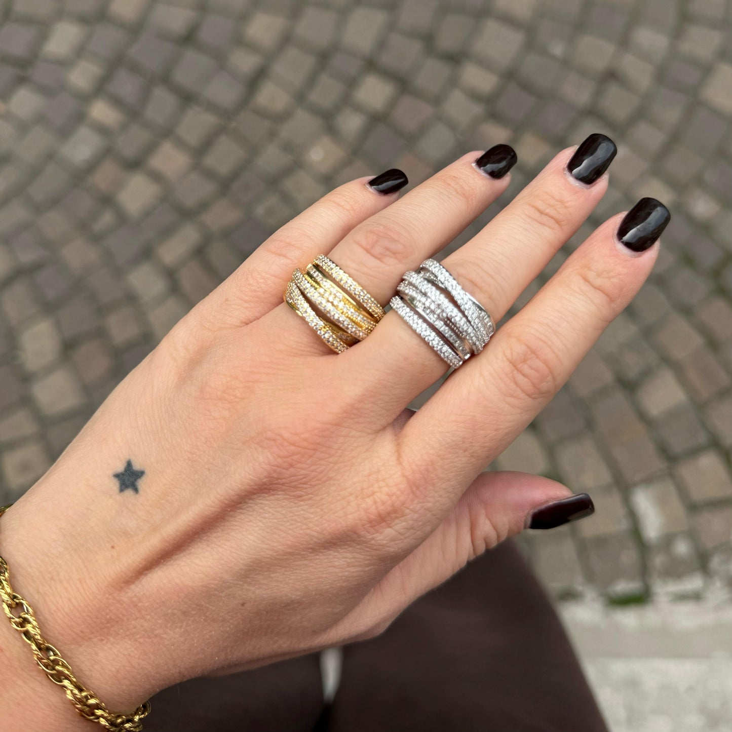 Anello filo della vita strass