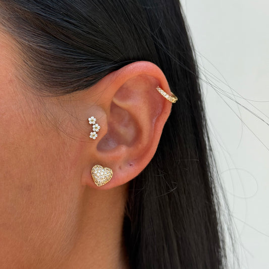 Orecchino cuore bubble strass